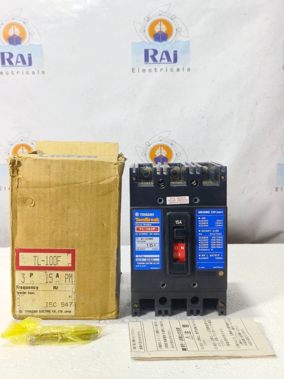 TERASAKI TL-100F 3POLE 15A CIRCUIT BREAKER MCCB TL100F UiAC690V 50/60Hz FREESHIP