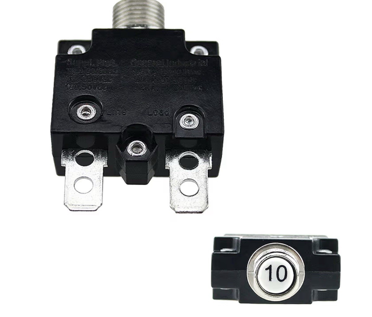 1 Pc 10A Push Button Manual Reset Thermal Circuit Breaker L1 Series 125-250V AC