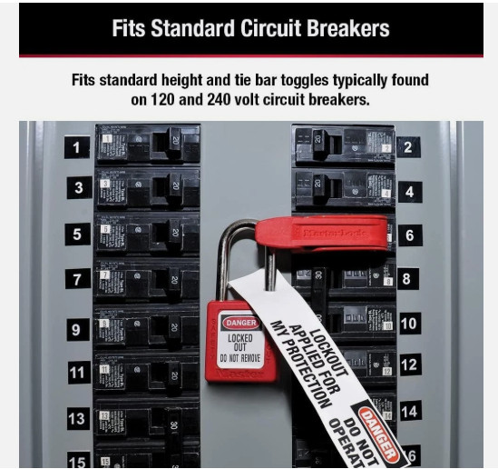 Master Lock Red Electrical Box Circuit Breaker Lockout 493B Grip Tight – New