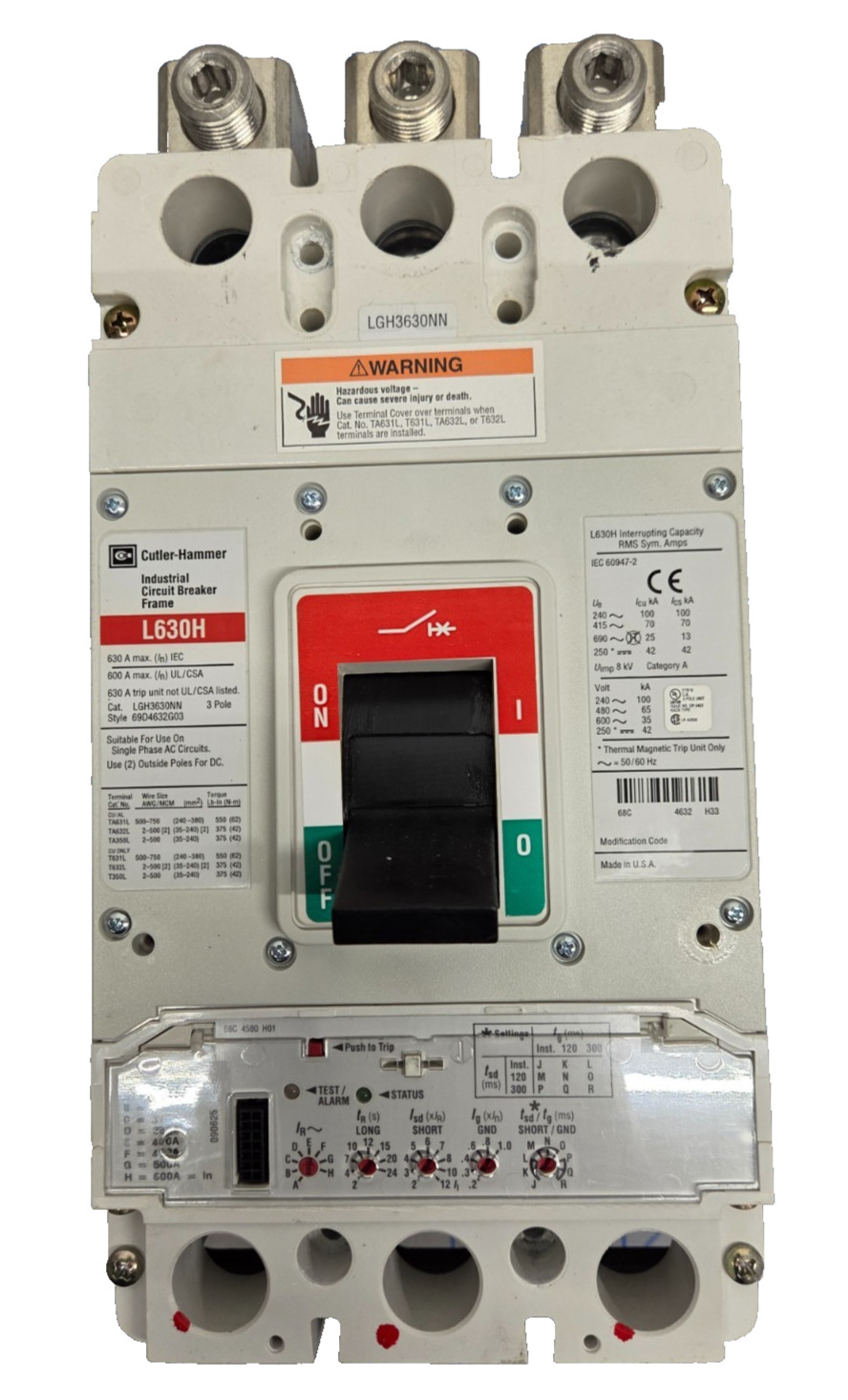 Eaton LGH3630NN 600 Amp Circuit Breaker w/ LT360032 LSI Trip