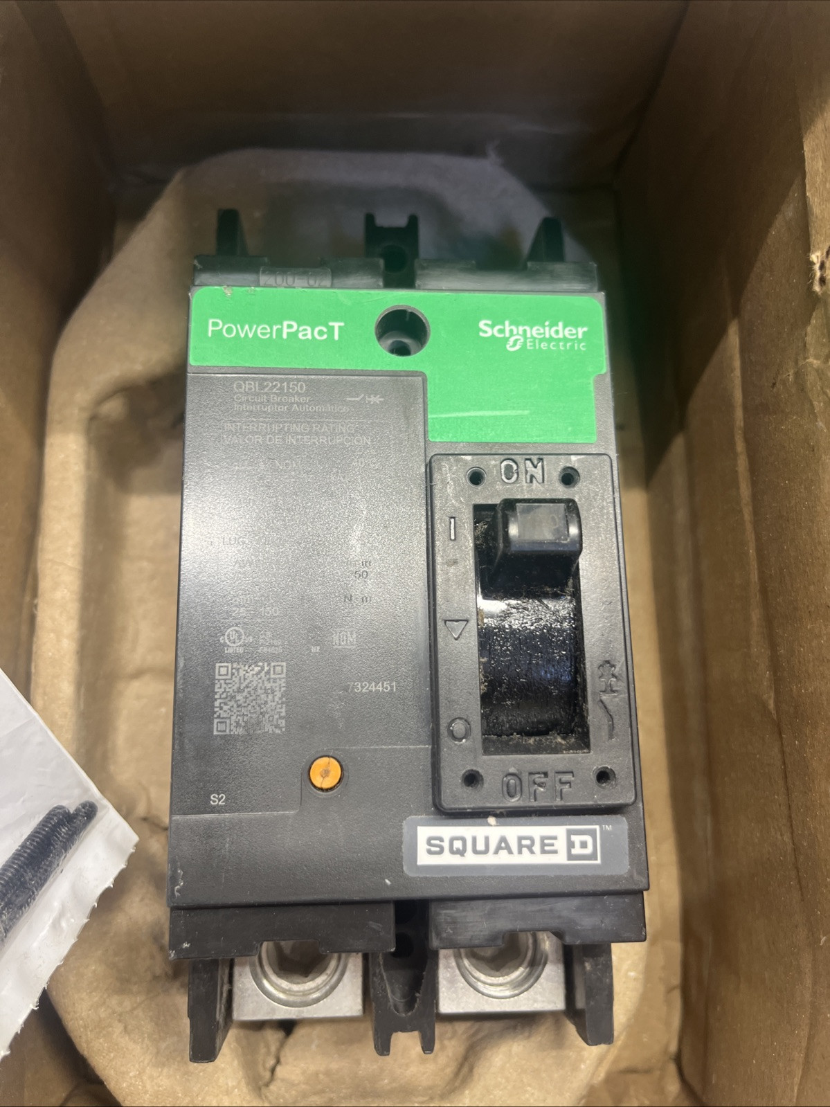 Square D PowerPact feed through Circuit Breaker 150A 2 Pole 2P 240V QBL22150 NEW
