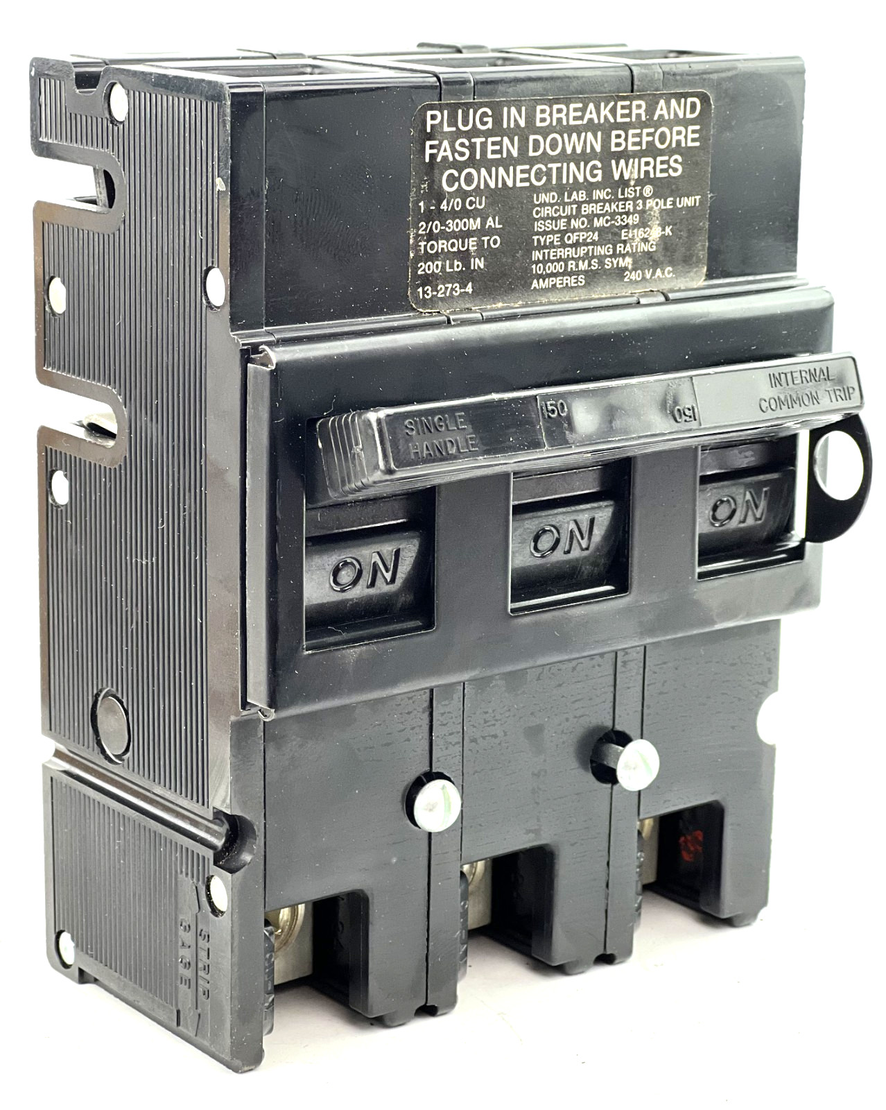 Challenger 150 Amp 3 Pole Type QFP24 Circuit Breaker GTE Sylvania 240V 150A *NEW