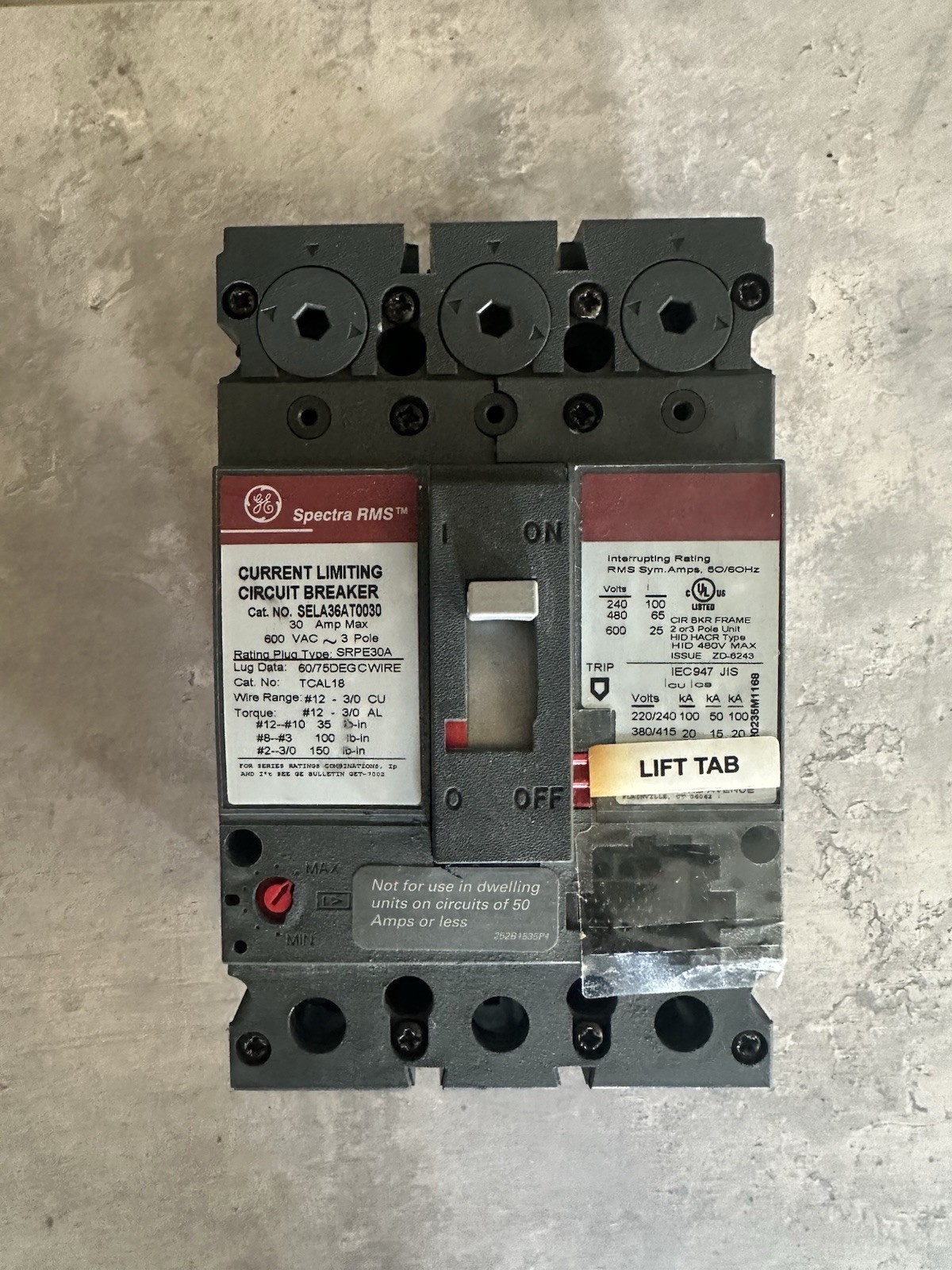 GE Spectra 30A 600V Molded Case Circuit Breaker-NEXT DAY OPTION