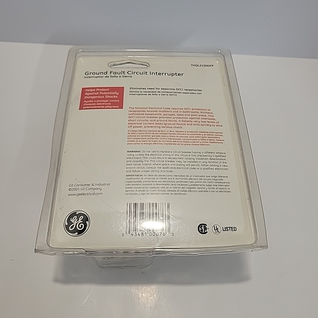 GE 50 Amp Bipolar Double Pole Ground Circuit Fault Interrupter Breaker Self-Test