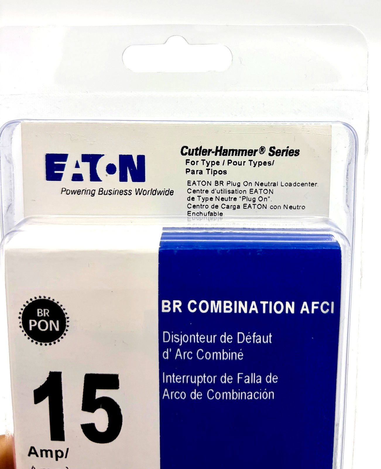 Eaton 15-Amp 1 Pole Combination Arc Fault AFCI Circuit Breaker Cutler Hammer NEW