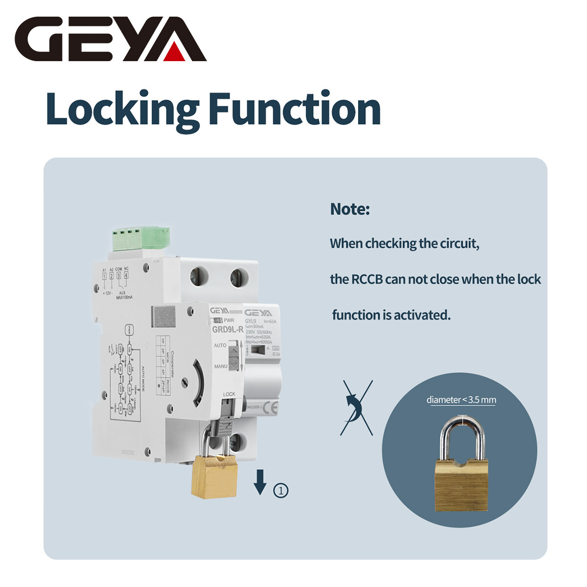 GEYA A Type ELCB RCCB Auto Recloser 2/4P AC230 DC12/24/48V Self-Reclosing Device
