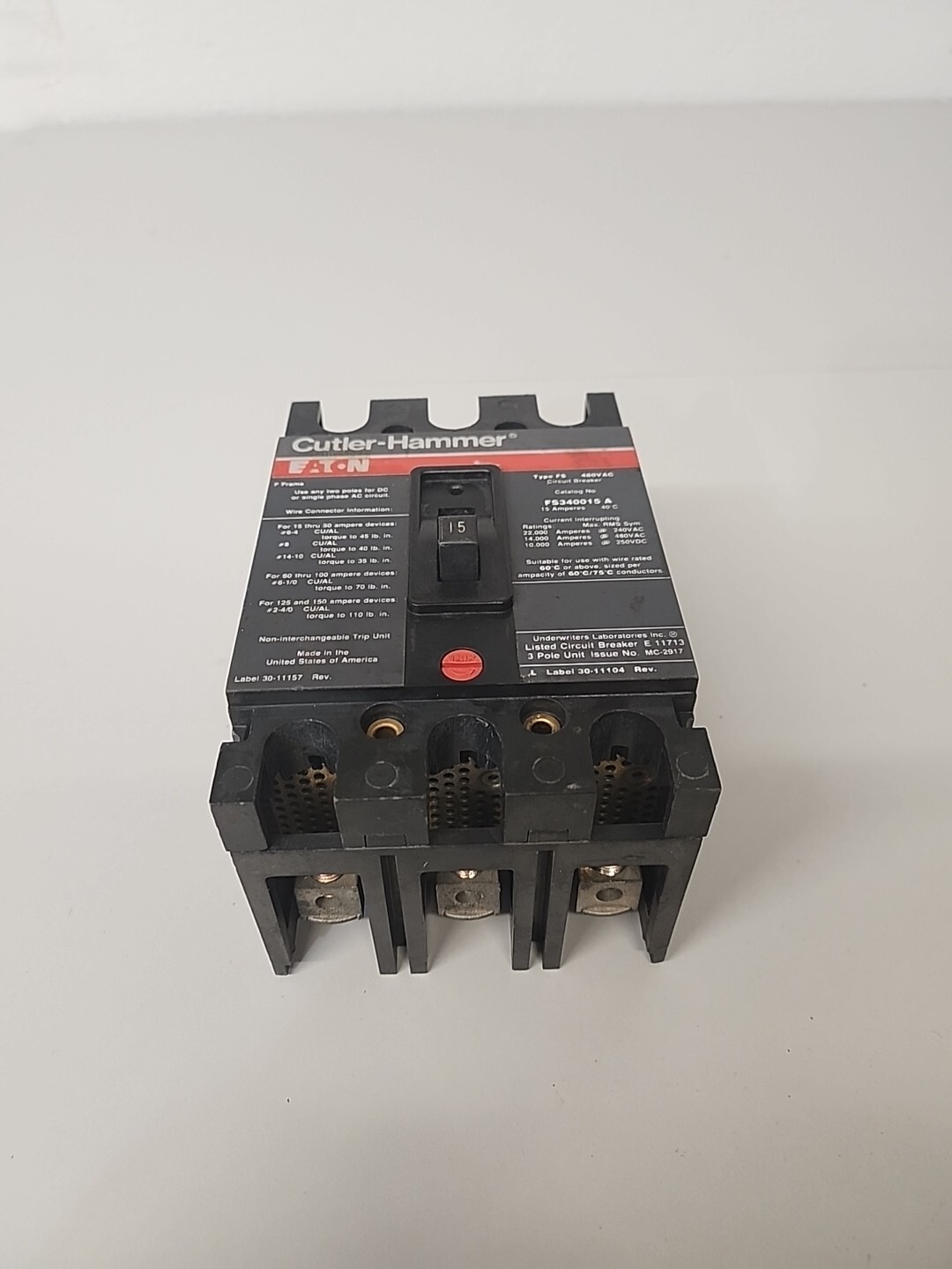 Cutler-Hammer Eaton Circuit Breaker FS340015A