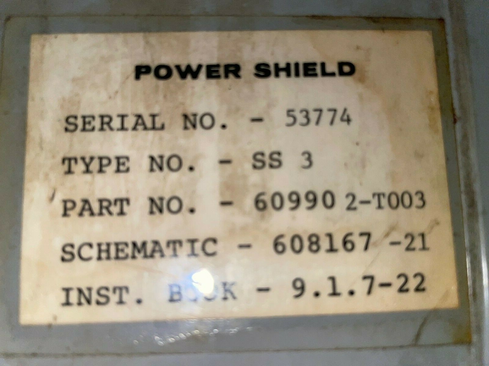 ABB ITE SS3 Power Shield Solid State Trip Type SS 600A 609902-T003