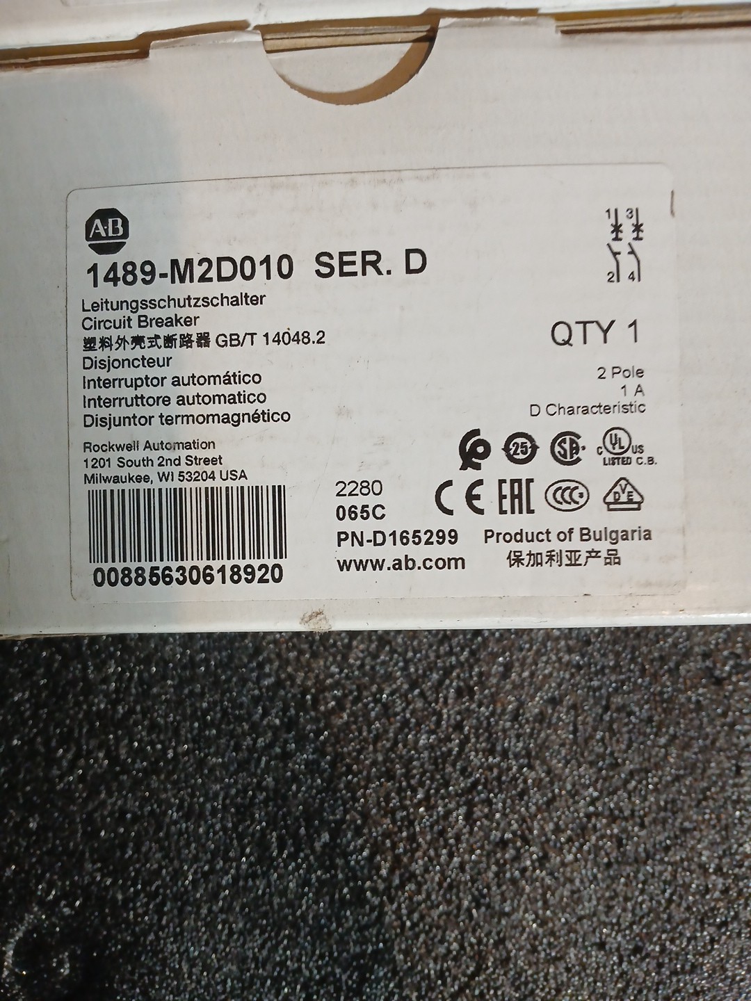 ×6 Allen Bradley, 1489-M2D010 Ser D