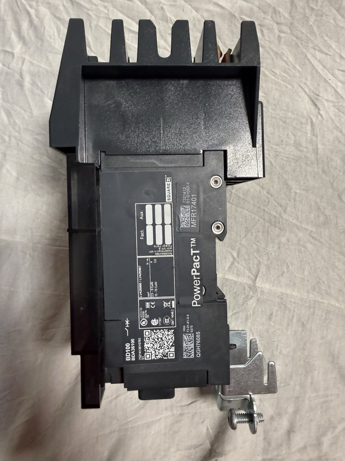 Square D PowerPacT BDA36100 3-Pole 100A 480Vac I-Line Circuit Breaker