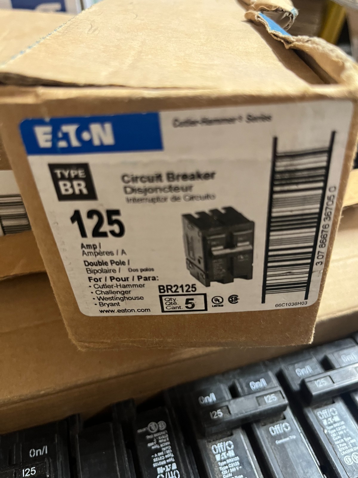 1 x NEW Eaton – BR2125 – Thermal Magnetic Circuit Breaker, 125A, Type BR