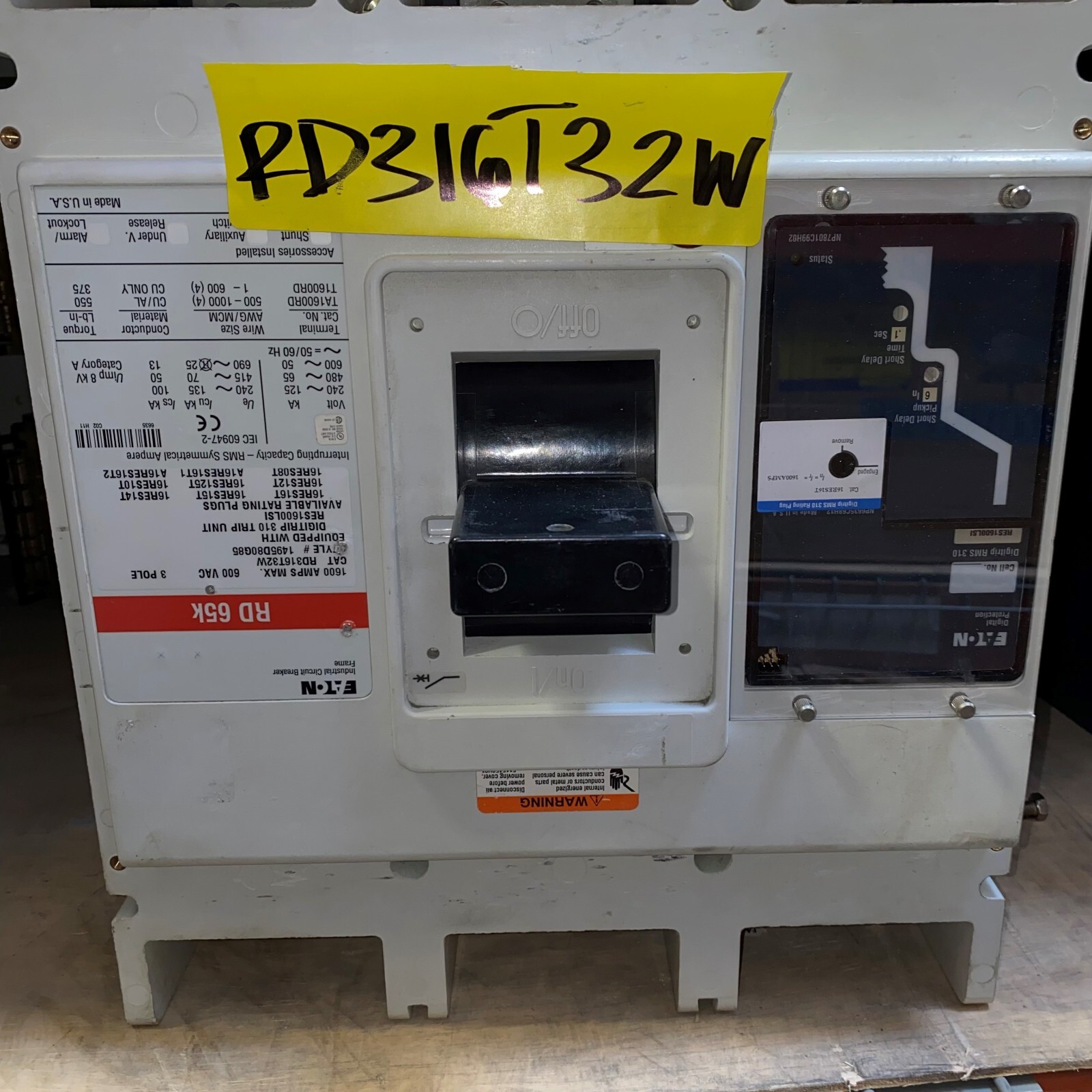 EATON RD316T32W REFURBISHED E-OK 1600A 3POLE 600V DIDGITRIP READY TO GO