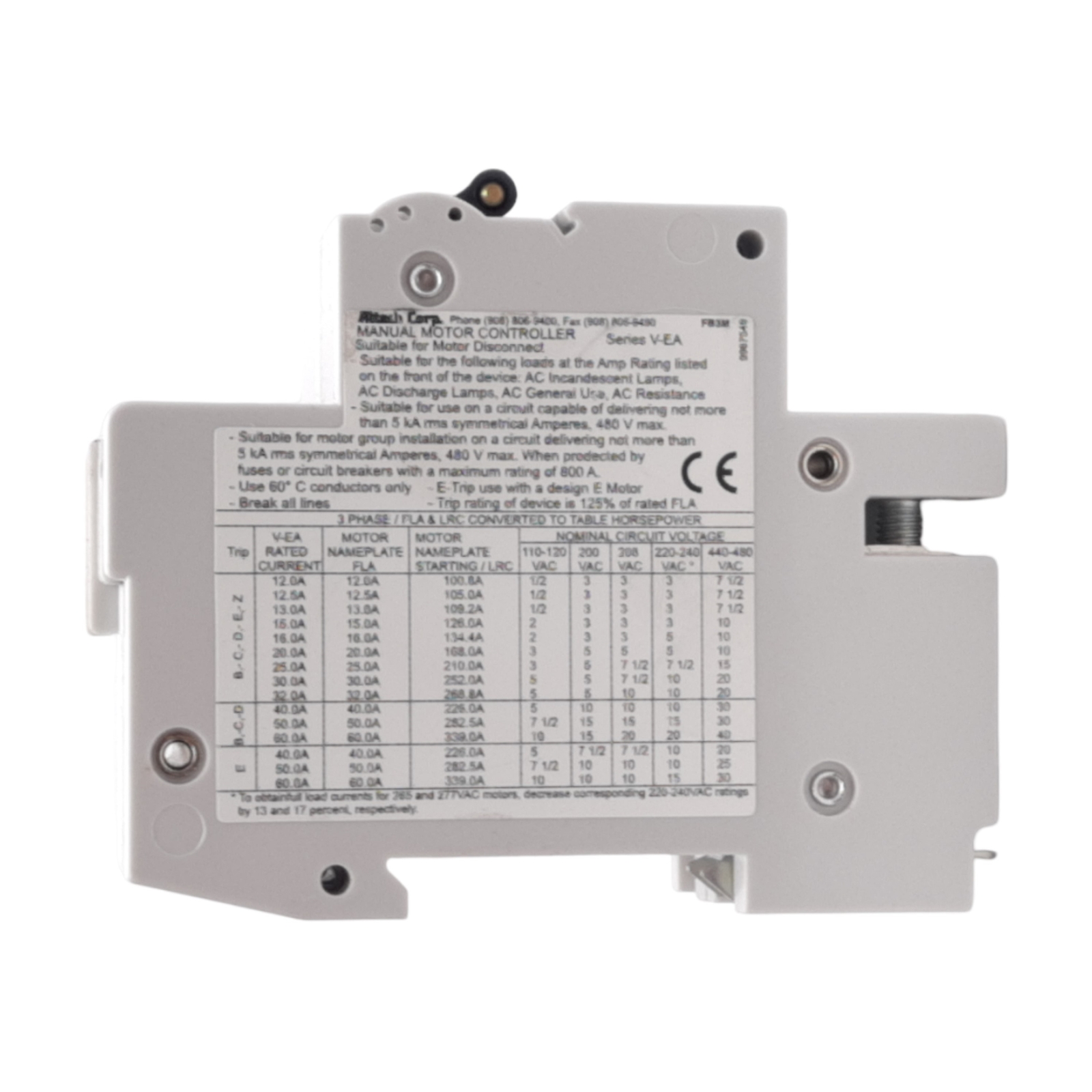 Altech 2DU30 Circuit Breaker, D-Curve, 2-Pole, 30A, 480Y/277VAC, DIN Rail