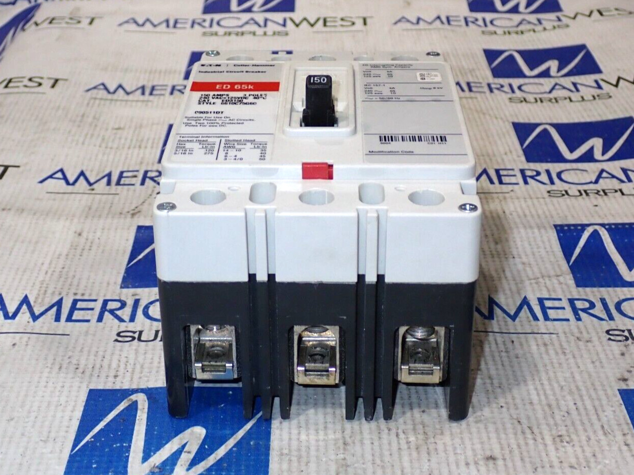 Eaton Cutler Hammer ED3150 3 Pole 150 Amp 240 Volt 65kA Circuit Breaker Tested