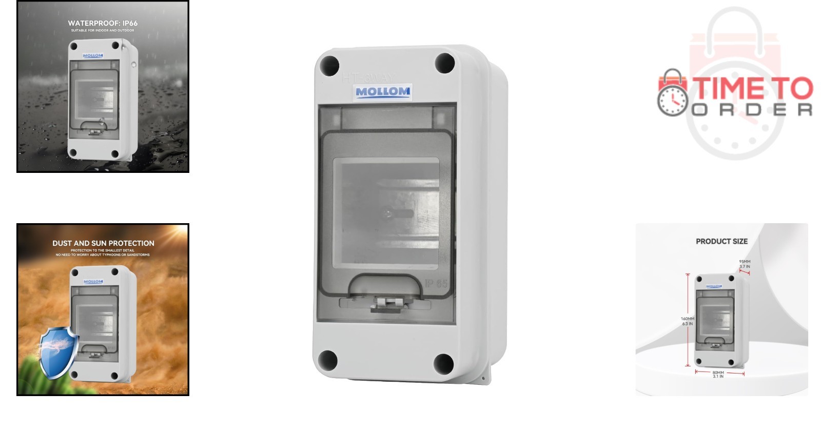 3 Way Circuit Breaker MCB Box Waterproof for Indoor Outdoor 3 Circuits
