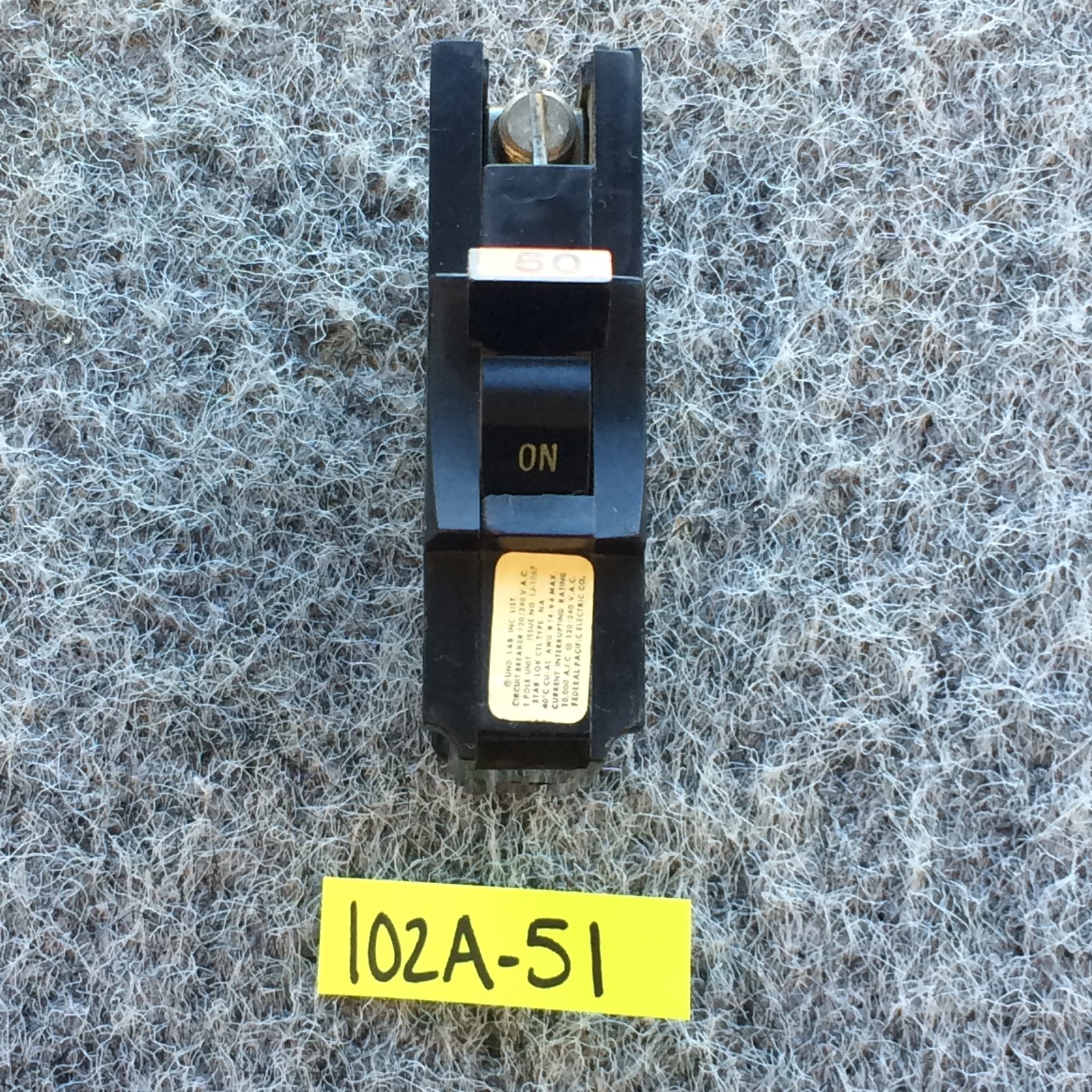 Federal Pacific 50 Amp 1 Pole Circuit Breaker FPE Stab-Lok Thick 120/240VAC