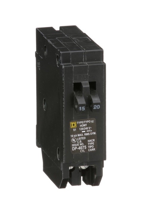 Square D HOMT1520 Tandem Single Pole Circuit Breaker 15A 20A 120/240V