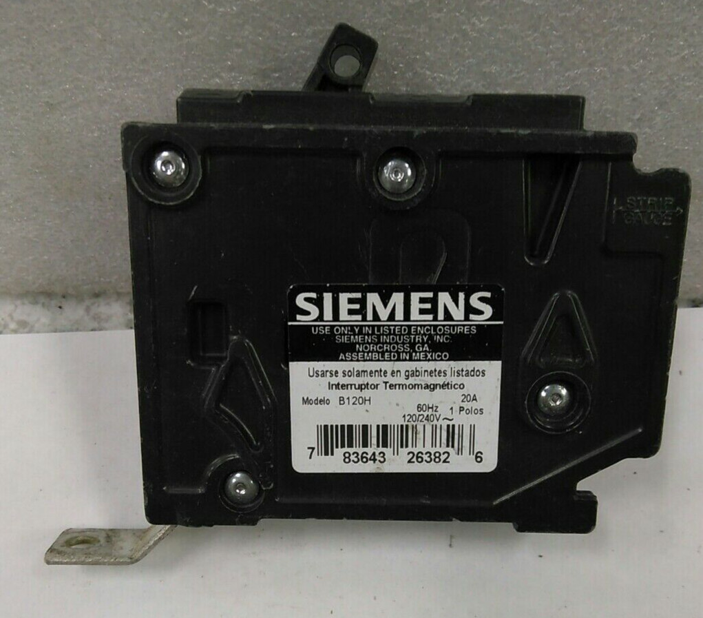 SIEMENS/BREAKER/B120H/ 20A/1P/120VAC/22KA/TYPE BLH/BOLT-IN/USE(L149