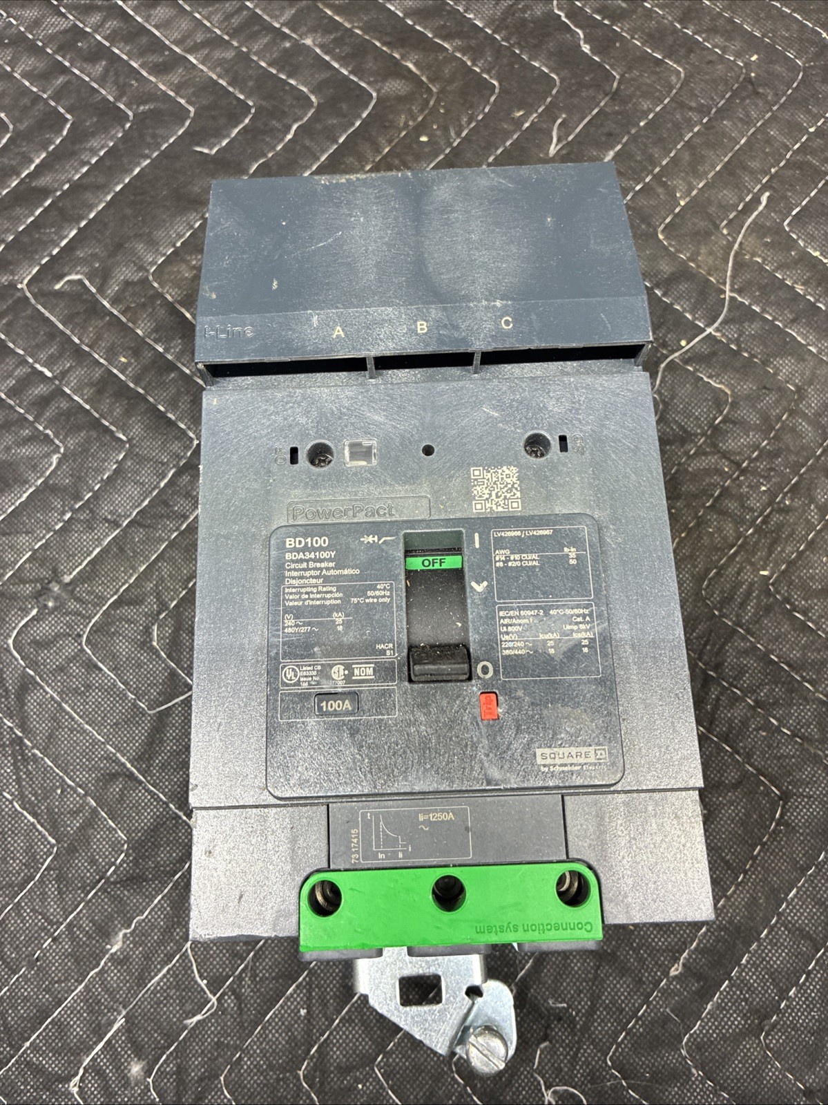 Square D BDA34100Y PowerPacT Circuit Breaker 100A, 480/277VAC, 3-Pole I-Line-NEW