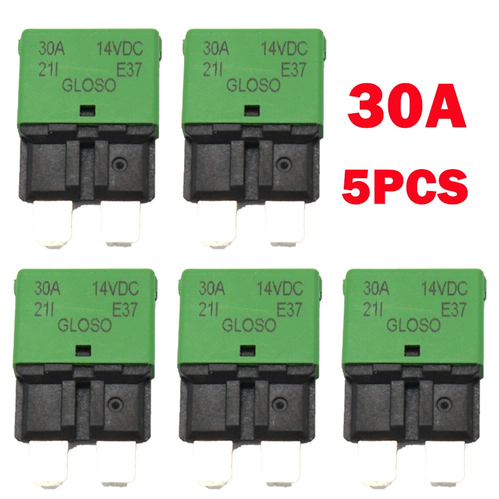5x 30A Circuit Breaker Blade Fuse 12V-24V Auto Reset Marine Rally Automotive NEW