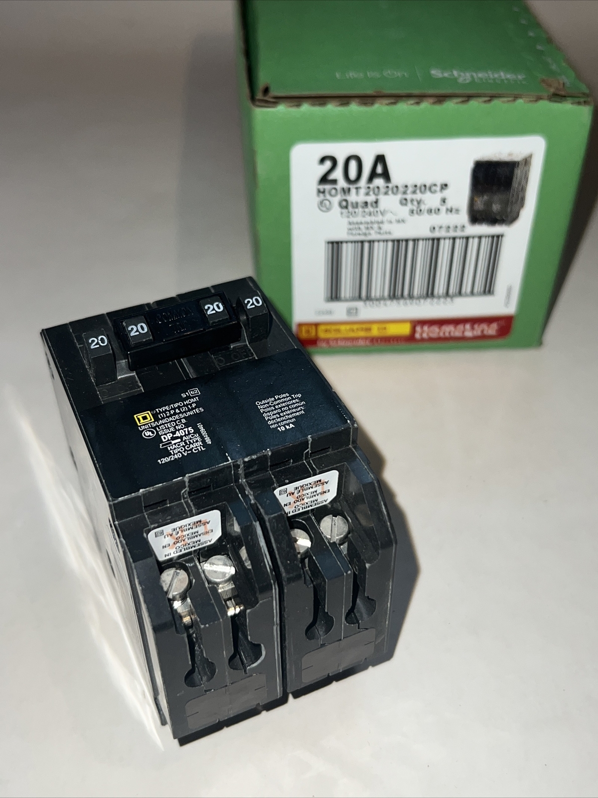 5pac Square D HOMT2020220CP Homeline Tandem Circuit Breaker 20A 120/240V 50/60Hz