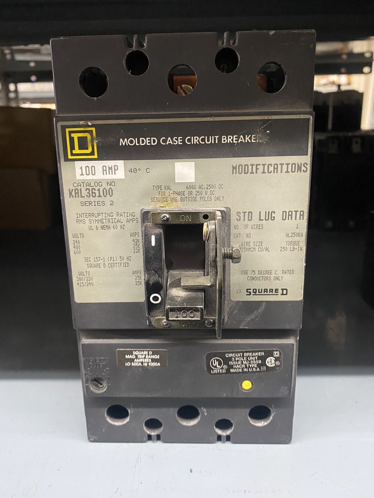 Square D Schneider Electric 100A 600V 480V KAL36100 Circuit Breaker Guaranteed