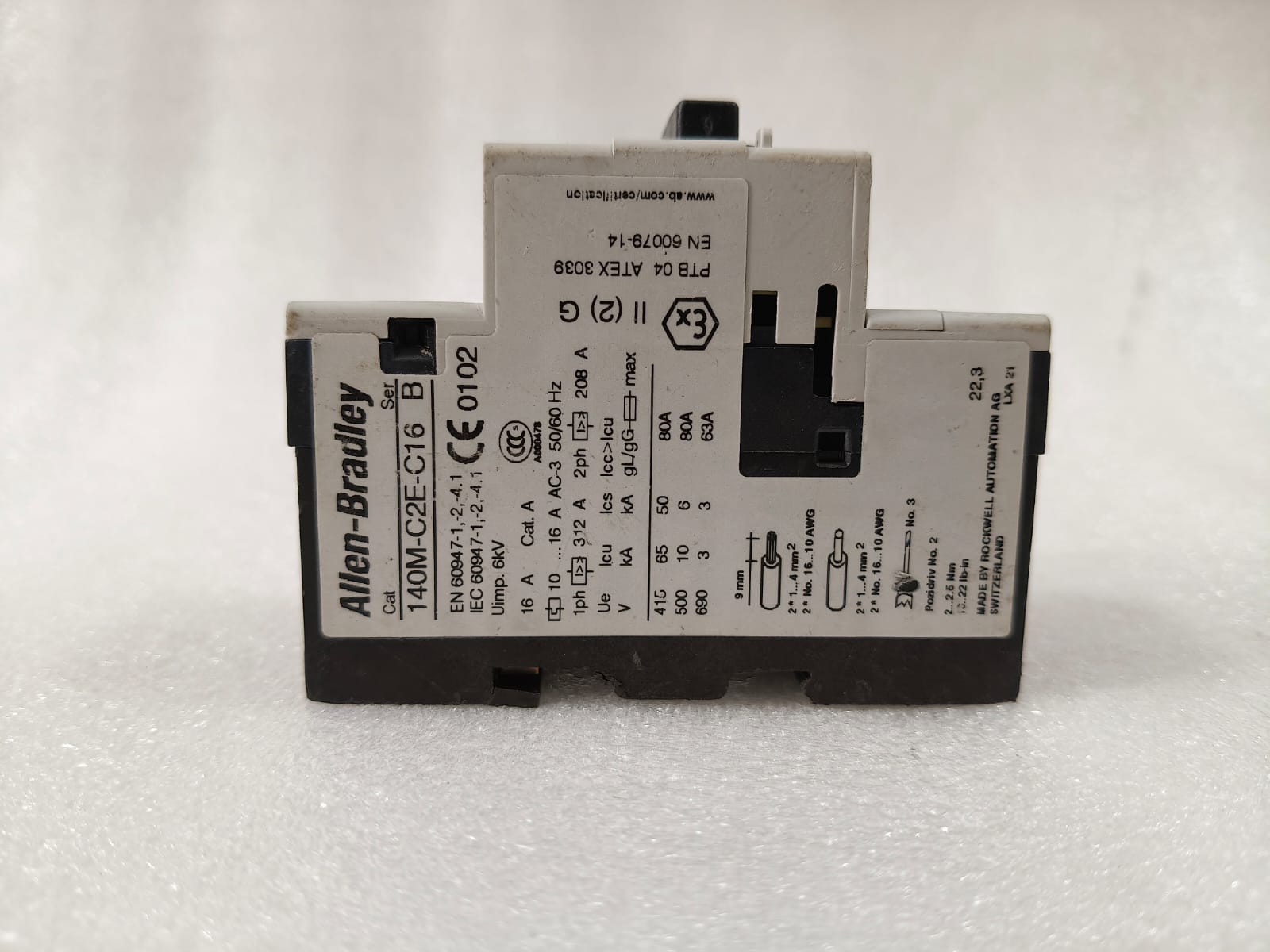 ALLEN BRADLEY 140M-C2E-C16 CIRCUIT BREAKER MOTOR PROTECTION 10-16A 3P TESTED OK
