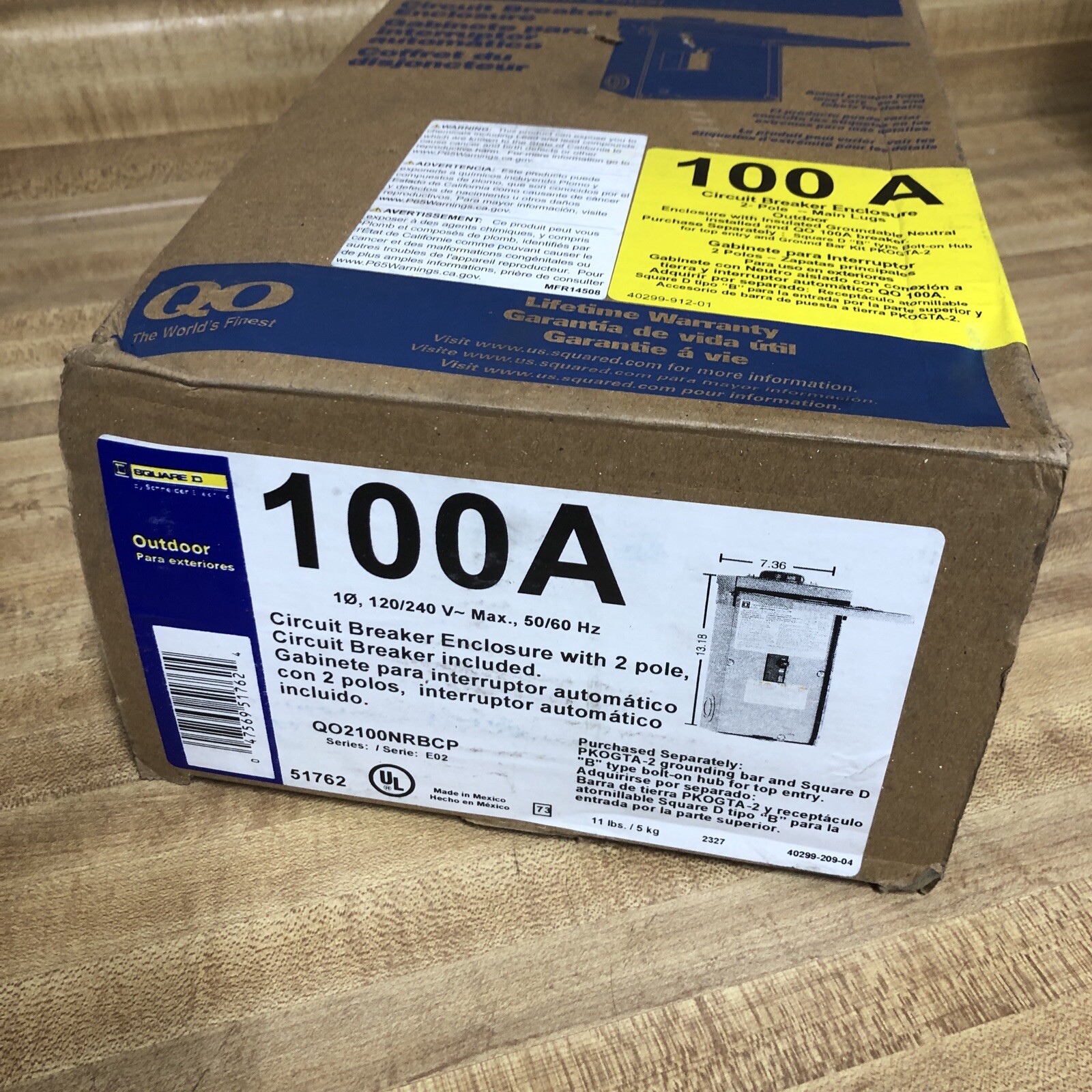 Outdoor Circuit Breaker Enclosure 100 Amp 2-Pole Include QO2100 Top Feed New