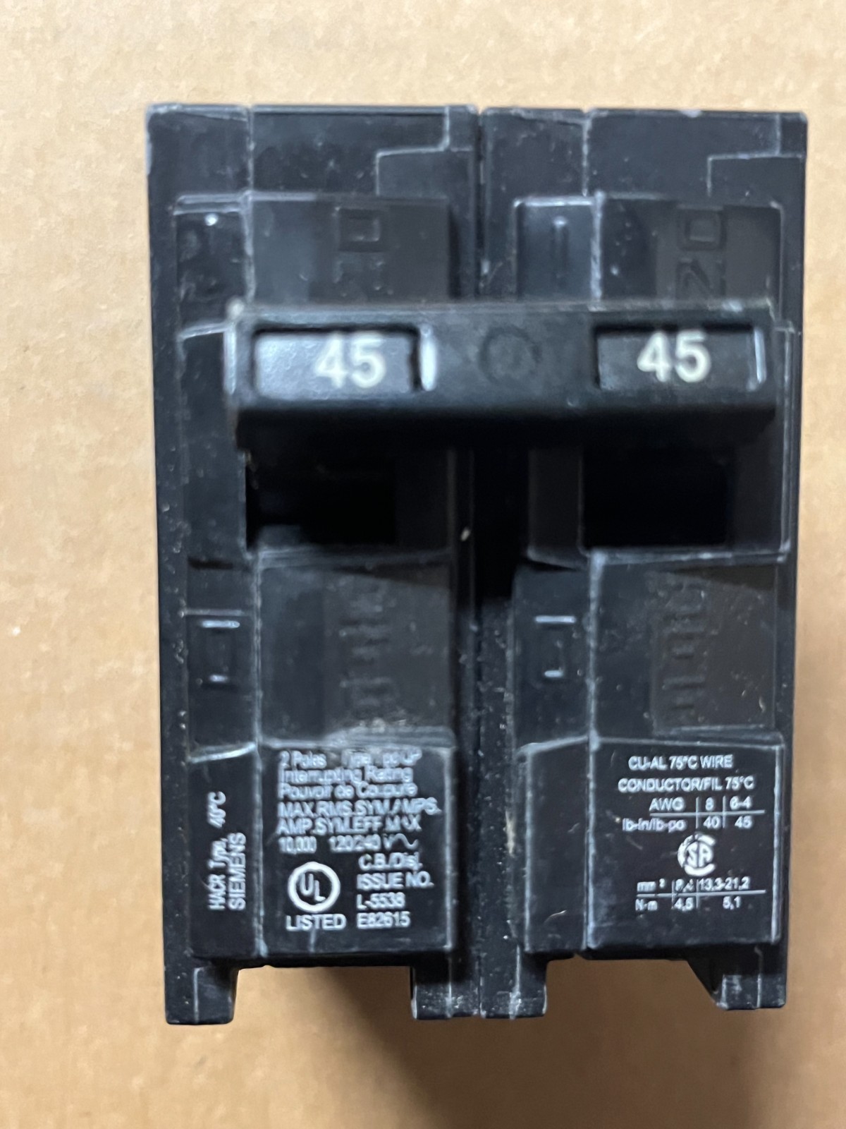 2 x Siemens Q245 Plug On Circuit Breaker 45A 2P 120/240V QP 45 Amp 2 Pole NEW
