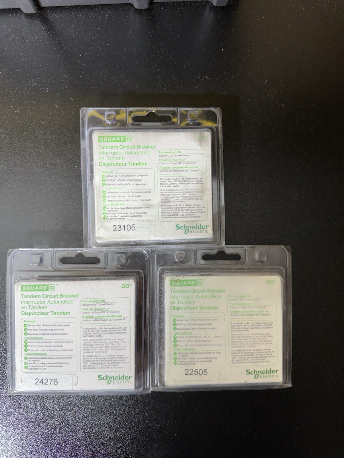 Square D QO2020C Tandem Circuit Breaker 2-20 Amp Single-Pole Lot Of 3 NEW IN BOX
