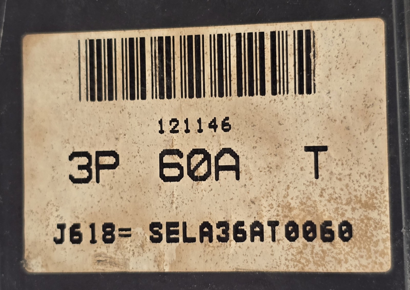 General Electric SELA36AT0060 Bolt On Circuit Breaker 60A 600VAC 3P 25 kA Trip