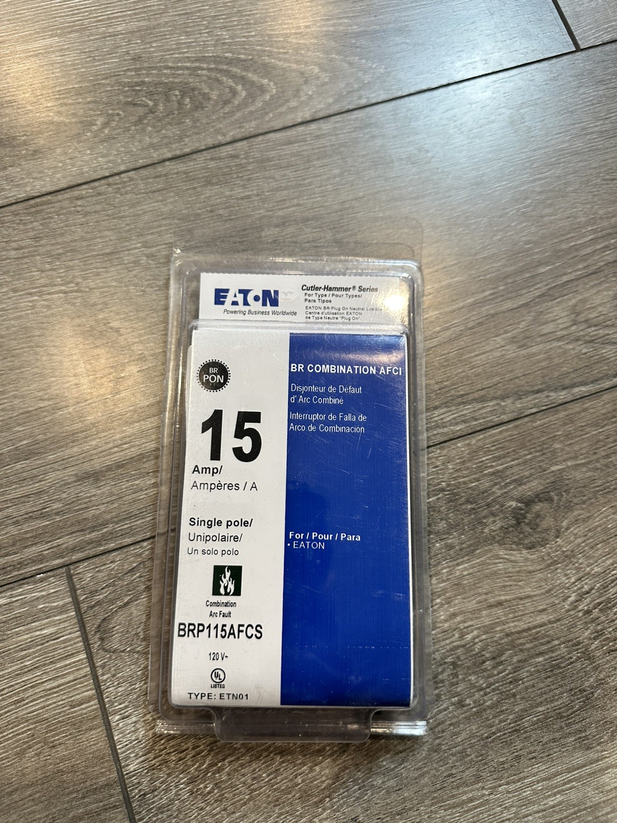 NEW Eaton 15 Amp 120-Volt AFCI Plug-on Neutral Circuit Breaker BRP115AFCS