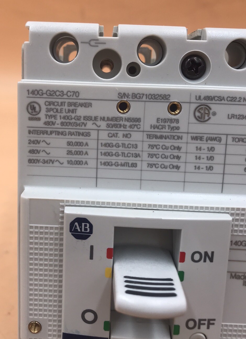 HOUSTON STOCK NEW AB 140G-G2C3-C70 TYPE 140G 70 AMP 600V FREE 2 DAY AIR BUY NOW