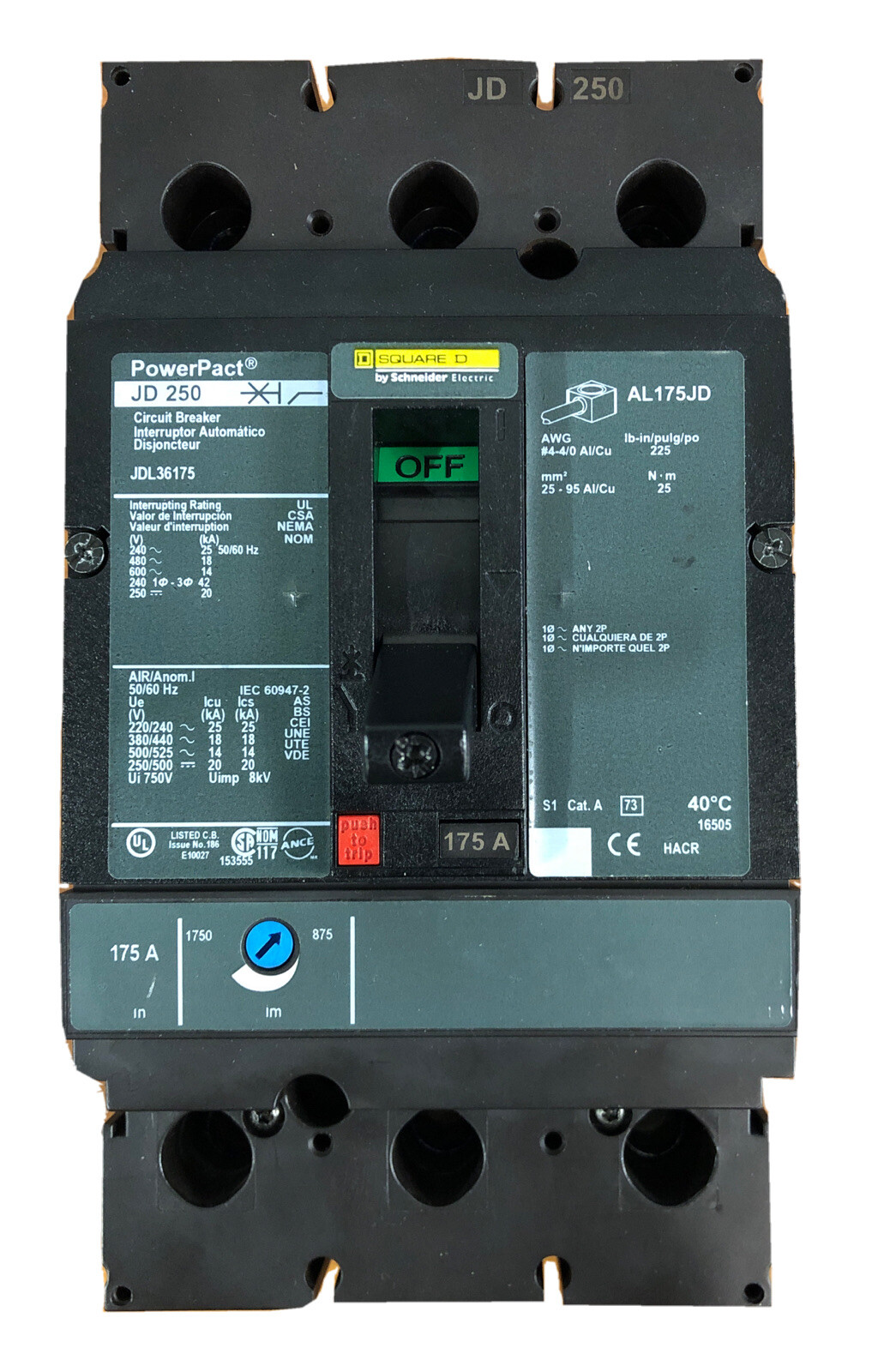 Square D JDL36175 600V Circuit Breaker