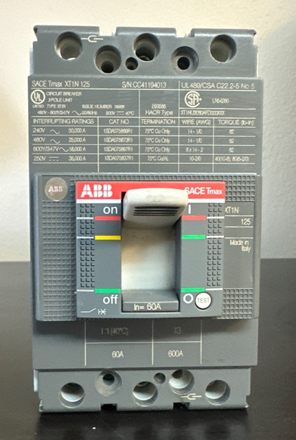 ABB CIRCUIT BREAKER SACE TMAX XT1N-125 60A