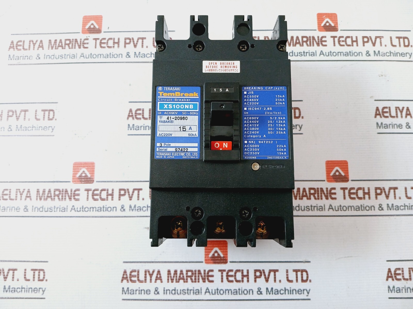 Terasaki XS100NB Tembreak Circuit Breaker 3 Pole AC690V 15A 50~60HZ 41-20960