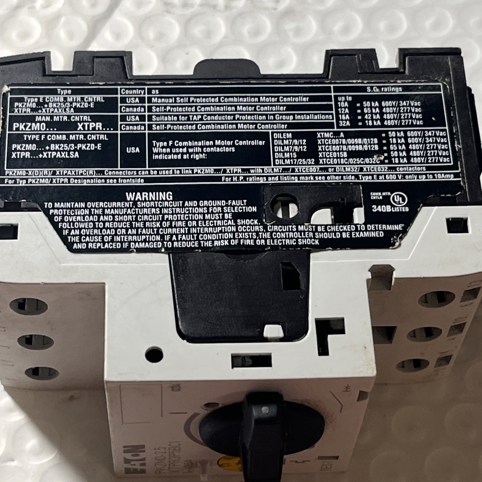 Eaton PKZM0-2.5 Manual Motor Protector 2.5A XTPR2P5BC1, New Open Box