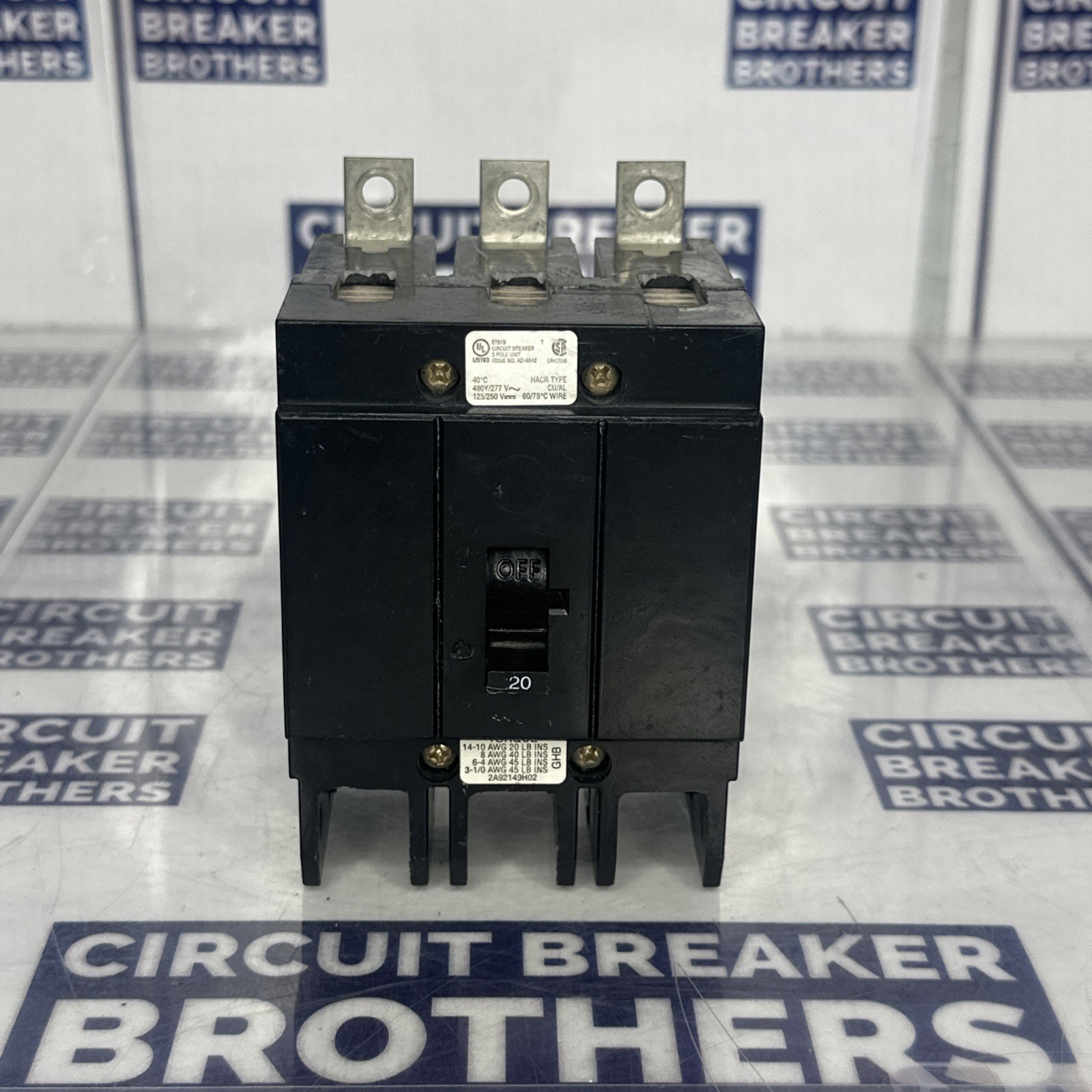 Cutler Hammer GHB3020 20 Amp 480/277V 3 Pole Breaker-Warranty (Ship Same Day)