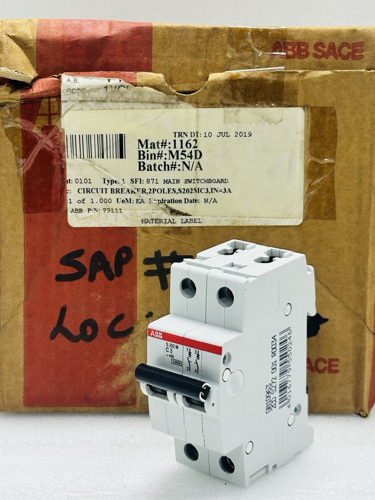 NEW ABB S 202 M C 3 2 Pole Miniature Circuit Breaker 3A S202M-C3
