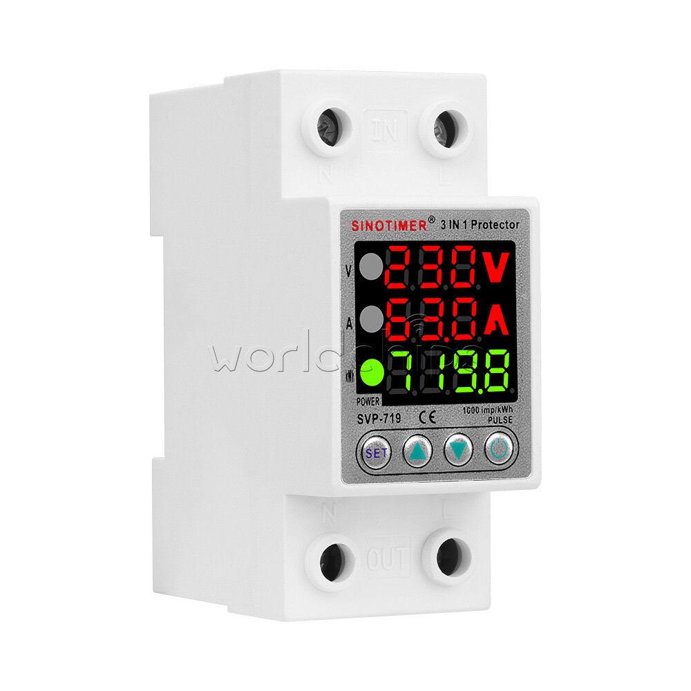 63A 230V 3 In 1 Din Rail Adjustable Over And Under Voltage Protective Device New
