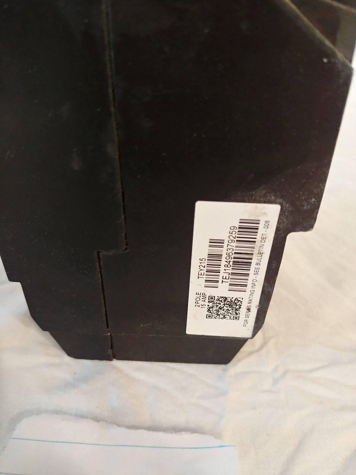 Ge Tey215 Molded Case Circuit Breaker, 15 A, 277/480V Ac, 2 Pole, Bolt On