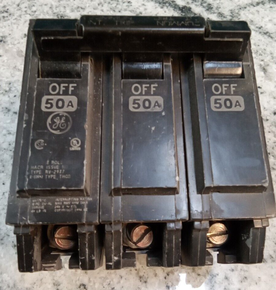 GE /BREAKER/ THQB32050 /3-Pole /50-Amp /240VA /THQB/GROVE/ Bolt-on/NEW(L126