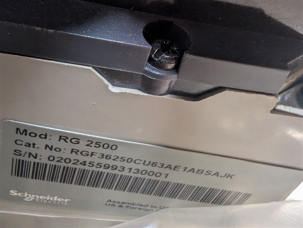 2500A Schneider RG 2500 PowerPact Bolt-On Breaker 600V RGF36250CU63AE1ABSAJK