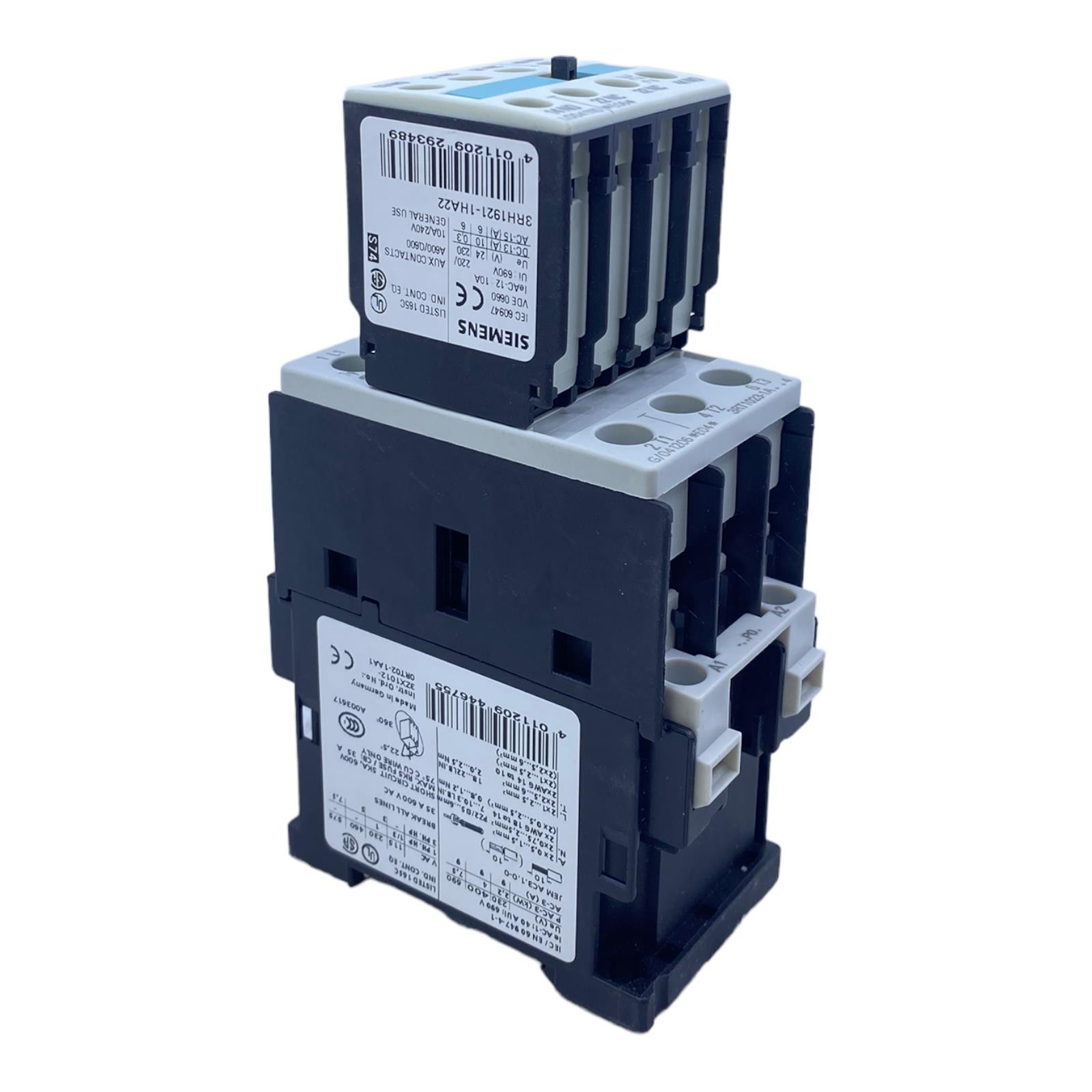 Siemens 3RT1023-1AP04 Protective 230V AC 50Hz 4KW 400V 2NC+2NO 3-polig