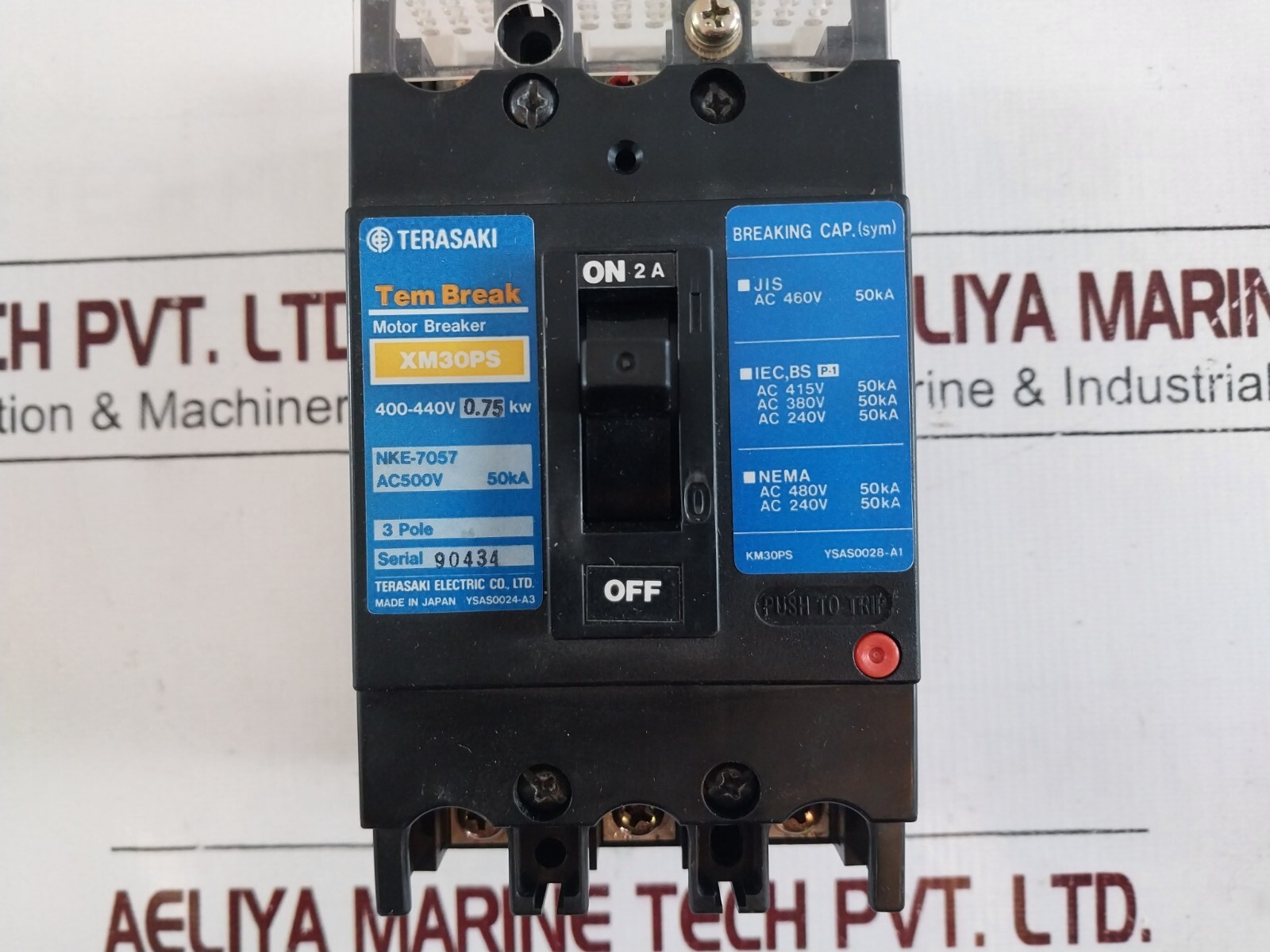 Terasaki XM30PS 3 Pole Circuit Breaker 0.75KW 2A