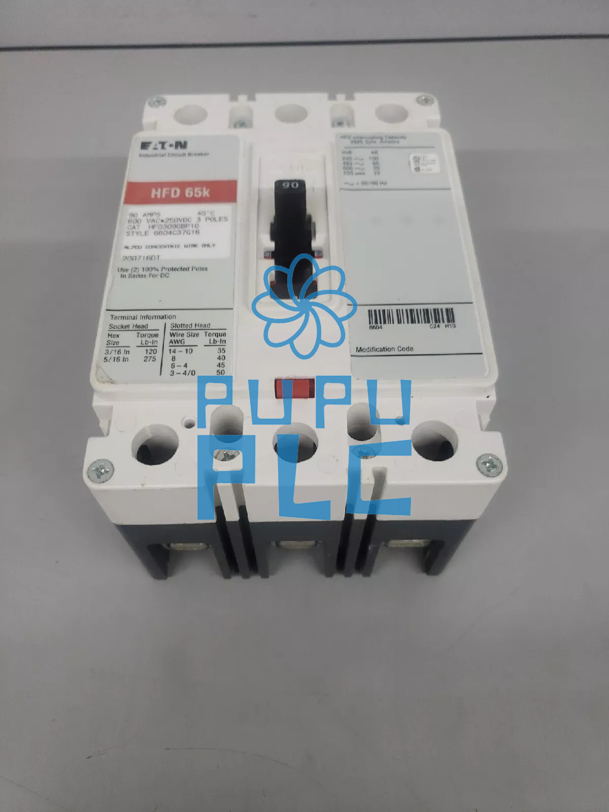 New 1Pcs HFD3090BP10 Circuit Breaker 90A 3P 600V 3PH HFD 65k 3 pole 90 Amp