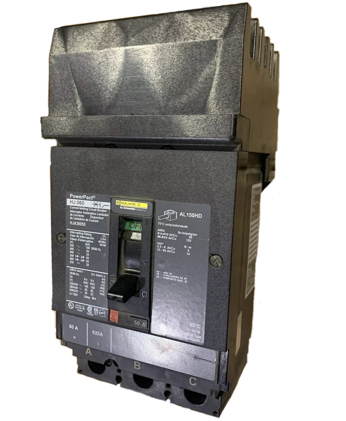 HJA36060 Square D 60A 600V 3P(ABC) Powerpact I-Line Circuit Breaker -New –SES