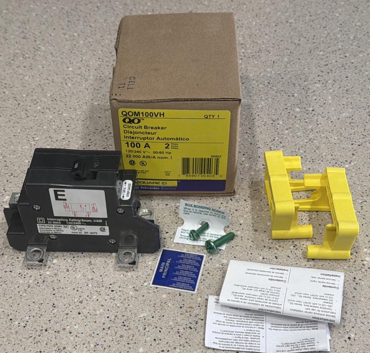 Square D QOM100VH Circuit Breaker 100A 2 Pole 120/240V 50/60Hz 22kA *NEW PULL*