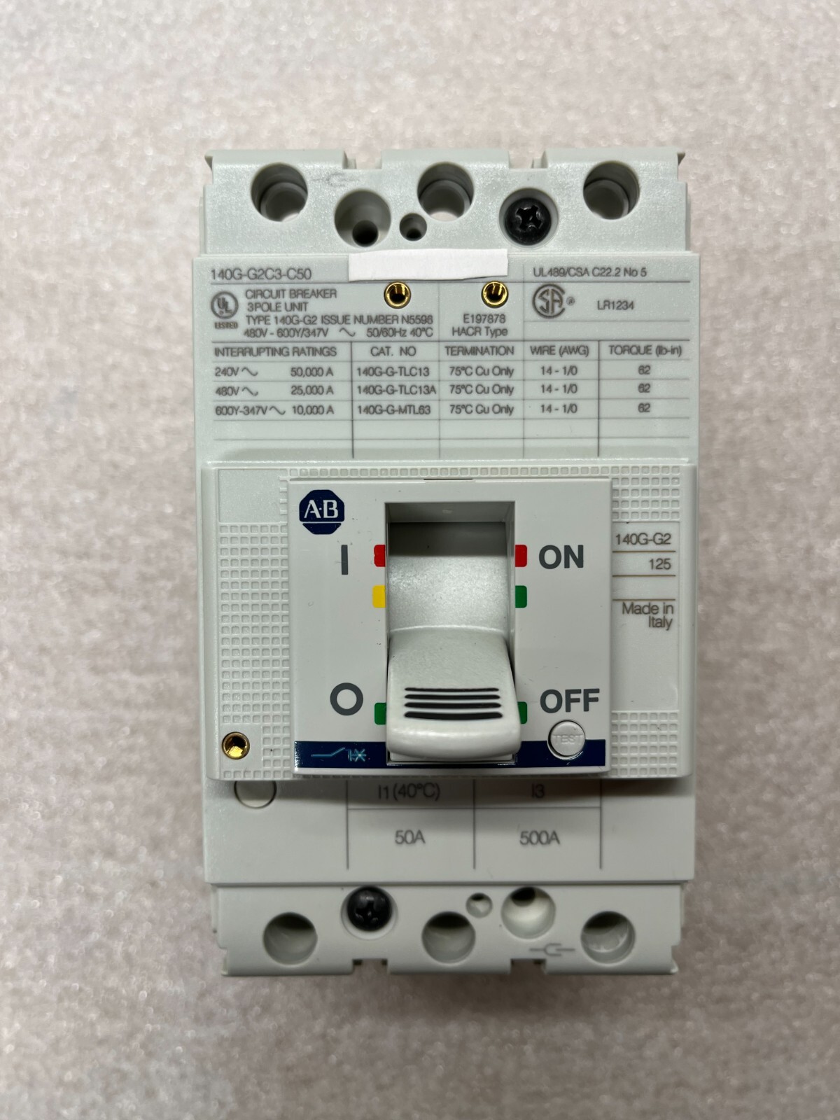 Allen Bradley 140G-G2C3-C50 Circuit Breaker/Kit assembly included. Brand New