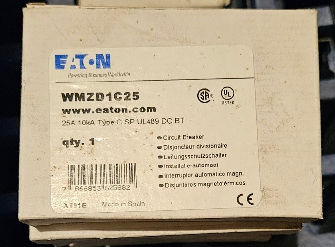 NEW EATON WMZD1C25 CIRCUIT BREAKER 25A 125V DC Type C